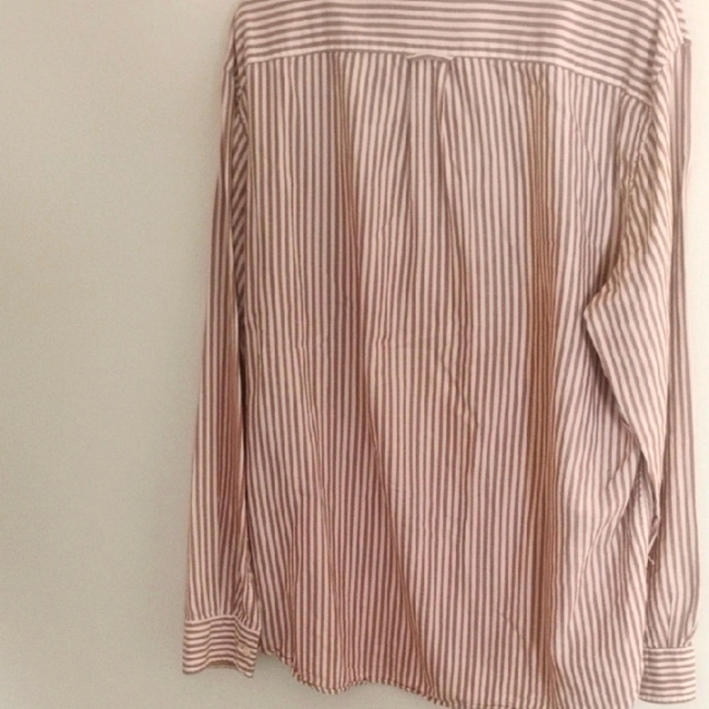 L.L. Bean Casual Button Down Shirt Brown and White Mens Large - Picture 3 of 5
